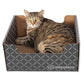 Hide & Scratch Cardboard Cat Scratcher Box & Bed - Dark Grey Diamond | Double-Sided Corrugated Pad for Indoor Cats | Refillable Scratching Board Toy for Play & Furniture Protection