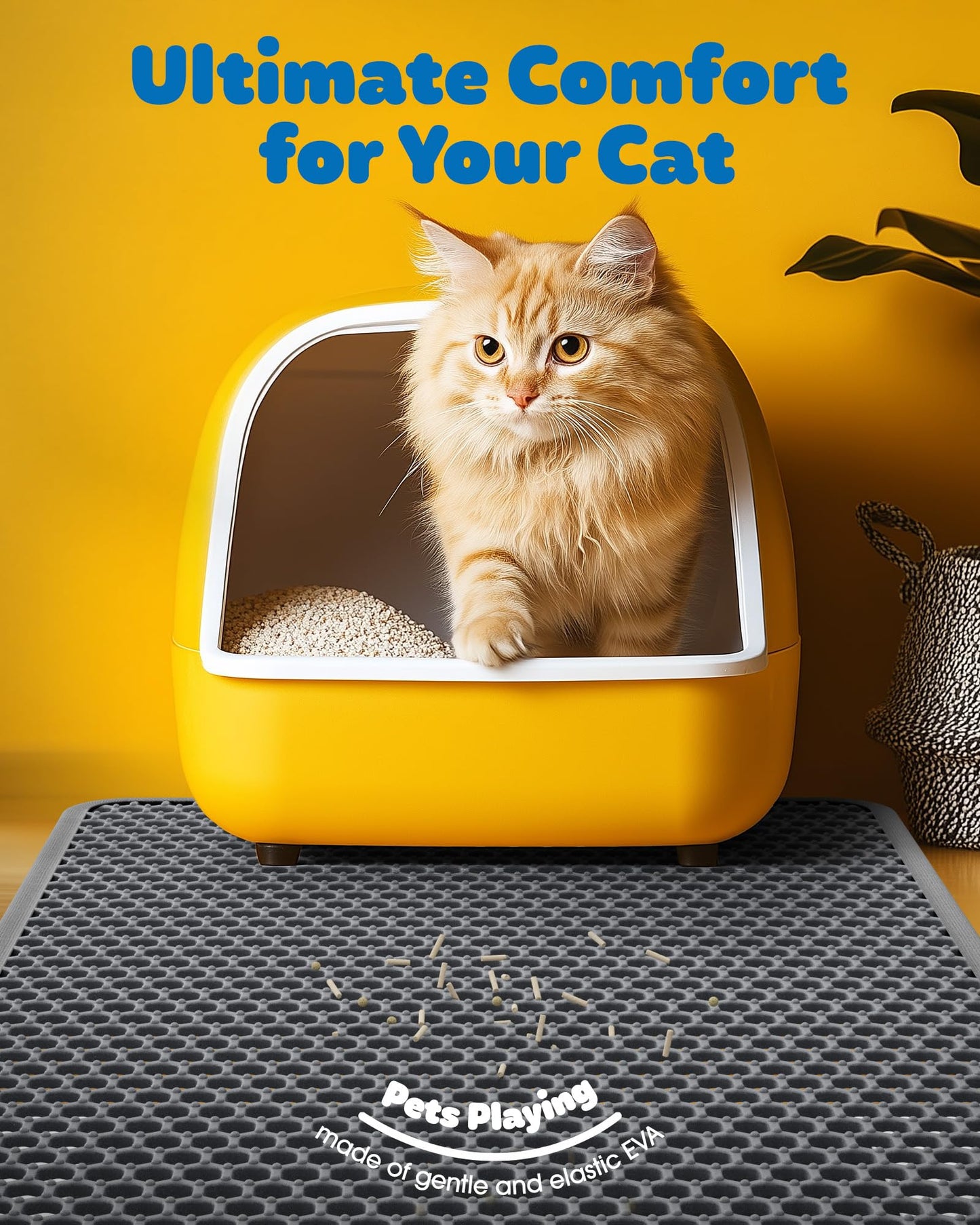 Cat Litter Mat - 23.2'' x 14.6'' Small Litter Trapping Mat, Easy to Clean Litter Box Mat, Waterproof, Urine-Proof, Non-Slip, Cat Toilet Training Systems Accessories, Grey