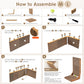 EHEYCIGA Cardboard Cat Scratcher for Indoor Cats, 26.8 Inch L Shaped Vertical Cat Scratching Board with Ball Cat Toy, Large Cat Scratcher Pad, Brown