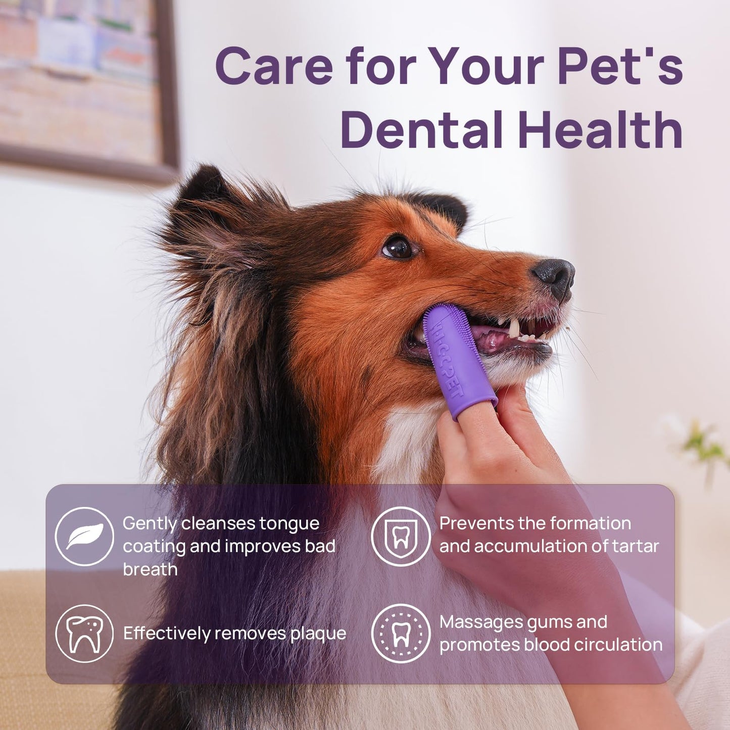 HICC PET Dog Toothbrush, Anti-Slip Dog Tooth Brushing Kit, Dog Finger Toothbrush for Plaque and Tartar Cleaning, Dog Teeth Cleaning for Medium & Large Pets, Safer & Softer Liquid Silicone, 2-Pack