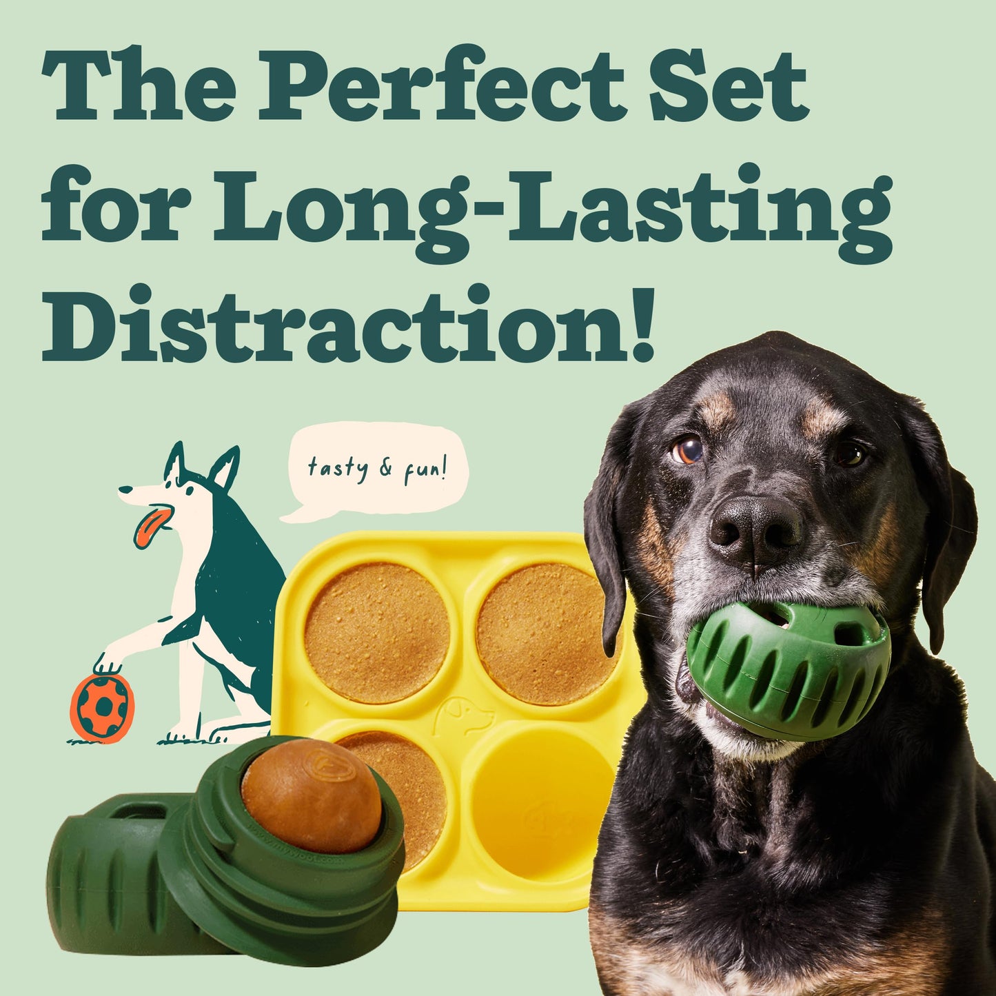 WOOF Pupsicle and Treat Tray - Long-Lasting Interactive Dog Ball Toy and Silicone Dog Treat Mold - Keep Your Pup Busy - Easy to Clean - Toys for Medium and Large Dogs 25-75 lbs