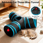 Tempcore Pet Cat Tunnel Tube Toys 3 Way Collapsible, Tunnels for Indoor Cats, Interactive Tube with Teaser Wand, Peek Holes & Hanging Ball, Black & Blue