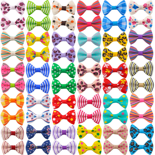 QingHan Dog Hair Bows Small Puppy Clips for Pet Grooming Accessories Doggy Gifts 60Pcs (30 Pairs)
